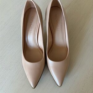 Coach Cream Pointed-Toe Heels